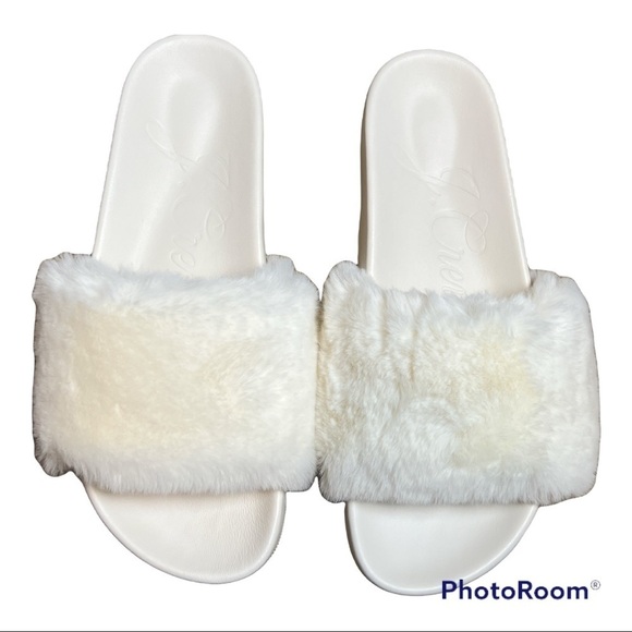 NWT J.Crew Pacific Fluffy Slide On Sandal White Size 8.5 - Picture 4 of 5